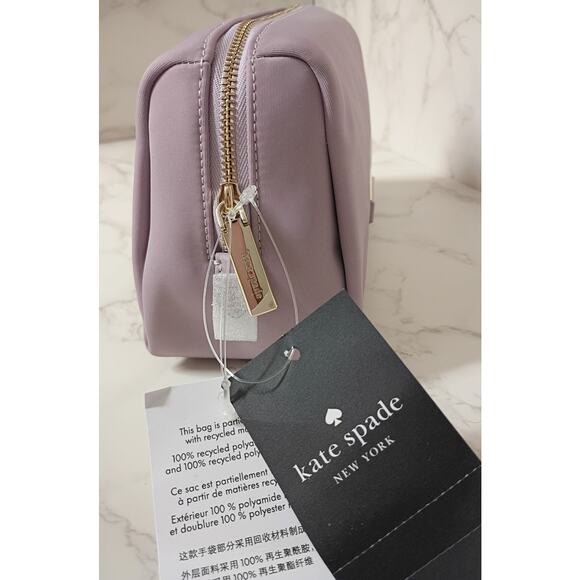 Kate Spade Carter Lavender Smoke Large Nylon Cosmetic Bag - NEW - Picture 4 of 7